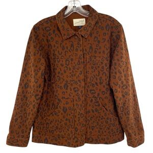 Universal Thread Leopard Print Denim Snap Button Jacket Shacket